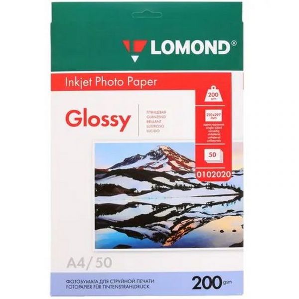 Фотобумага Lomond 102020 A4 200 г/м2 50 л. покрытие глянцевое белый