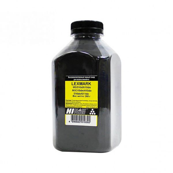 Тонер для картриджа Hi-Black Lexmark MS510d/610dn, MX310dn/410de/510de/611de, Black, 260 г, банка